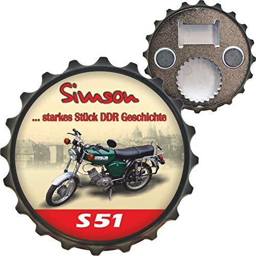 AV Andrea Verlag Ostalgie Flaschenöffner Öffner mit Spruch, der DDR Bieröffner Kapselheber für Ostalgiker und Fans für Ostprodukte Ost Produkte (Kapselheber: - Simson S51 -) von AV Andrea Verlag