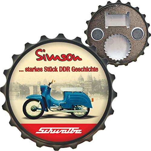 AV Andrea Verlag Ostalgie Flaschenöffner Öffner mit Spruch - Simson Schwalbe - der DDR Bieröffner Kapselheber für Ostalgiker und Fans für Ostprodukte Ost Produkte von AV Andrea Verlag