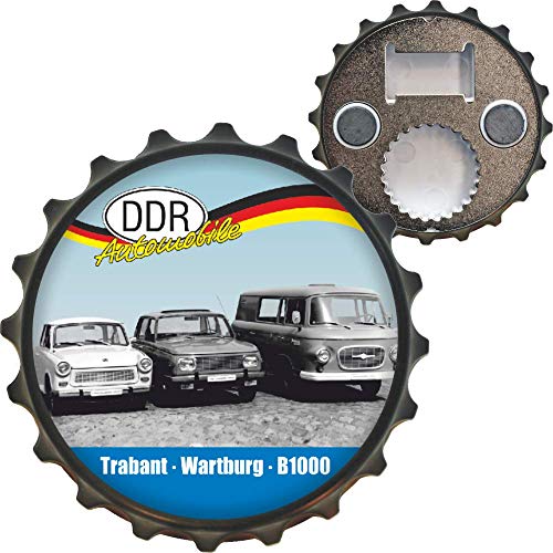 AV Andrea Verlag Ostalgie Flaschenöffner Öffner mit Spruch - Trabant Wartburg B100 - der DDR Bieröffner Kapselheber für Ostalgiker und Fans für Ostprodukte Ost Produkte von AV Andrea Verlag