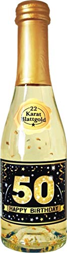 AV Andrea Verlag Pfeif auf's Alter 50 im Geschenke Set für Frauen zum Geburtstag mit Piccolo 22 Karat Blattgold Gold schwarz (Piccolo HB Gold 50 56014) von AV Andrea Verlag