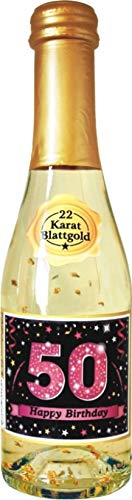 AV Andrea Verlag Pfeif auf's Alter 50 im Geschenke Set für Frauen zum Geburtstag mit Piccolo 22 Karat Blattgold Gold pink lila schwarz (Piccolo HB pink 50 56019) von AV Andrea Verlag