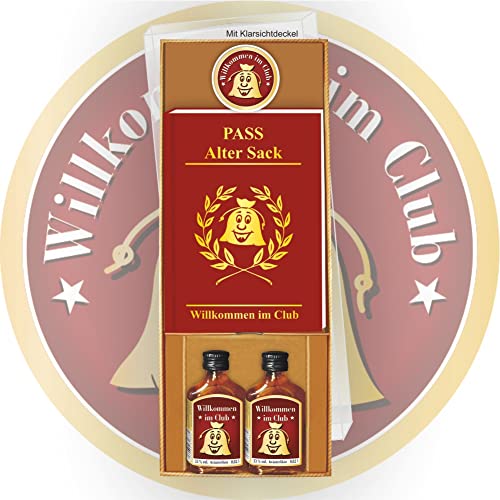 Geschenke Box - Pass Alter Sack mit Kräuterlikör und Ansteckbutton Willkommen im Club - Clubausweis der Alten Säcke im Geschenke Set zum Geburtstag für Männer Opa Geburtstagsgeschenk Rentner Geschenke Box - Pass Alter Sack mit Kräuterlikör und Ansteckbutton Willkommen im Club - Clubausweis der Alten Säcke im Geschenke Set zum Geburtstag für Männer Opa Geburtstagsgeschenk Rentner von AV Andrea Verlag