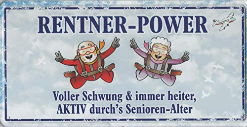 Metallschild Blechschild "Rentnerpower" - Lustiges Geschenk zum Ruhestand, Rostfreies Türschild im Vintage-Retro Look, Perfekt als Dekoration für Garten, Wohnung, Wohnzimmer & mehr - Made in Germany Metallschild Blechschild "Rentnerpower" - Lustiges Geschenk zum Ruhestand, Rostfreies Türschild im Vintage-Retro Look, Perfekt als Dekoration für Garten, Wohnung, Wohnzimmer & mehr - Made in Germany von AV Andrea Verlag