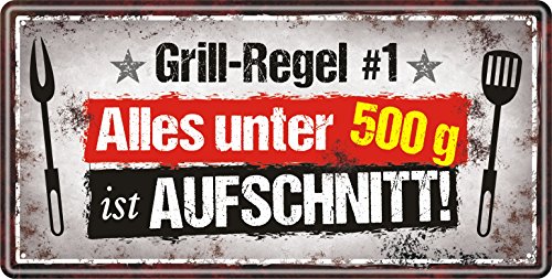 Großes Metallschild rostfrei Blechschild Schild mit lustigem Spruch im Vintage Retro Look (Grill- Regel 33510 von AV Andrea Verlag