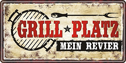 Großes Metallschild rostfrei Blechschild Schild mit lustigem Spruch im Vintage Retro Look (Grillplatz 33507 Großes Metallschild rostfrei Blechschild Schild mit lustigem Spruch im Vintage Retro Look (Grillplatz 33507 von AV Andrea Verlag