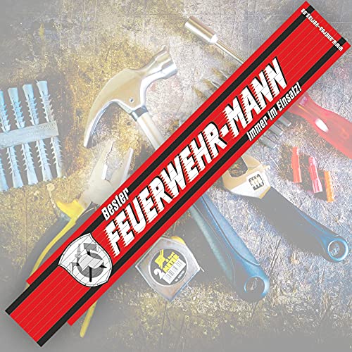 2 Meter Zollstock mit Aufschrift | Spruch - Bester Feuerwehrmann - 2m Gliedermaßstab Geschenk für Männer Handwerker Heimwerker zum Geburtstag Holz von AV Andrea Verlag