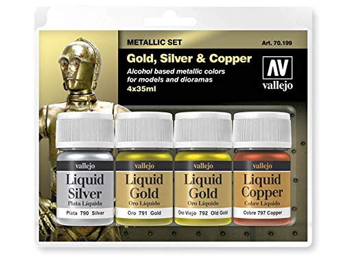 Vallejo Metallic Set 70199 Gold, Silver & Copper (4x35ml) von AV Vallejo