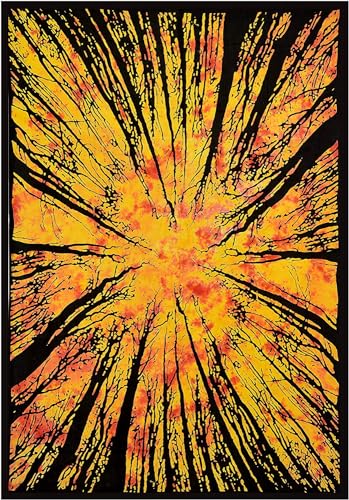 AVA Collections Bunter Baum Wald Tapisserie Wandbehang Psychedelische Wald Mandala Böhmische Wandposter Tapisserie (Größe 101,6 x 76,2 cm) (Gelb) von AVA Collections