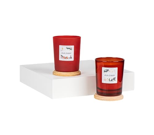 AVA & MAY Christmas Walk Set – Nürnberg und Dresden Duftkerzen Set (2 x 180 g) – vegane Sojawachs-Kerzen mit je 40 Stunden Brenndauer – mit hochwertigem Duftöl von AVA & MAY