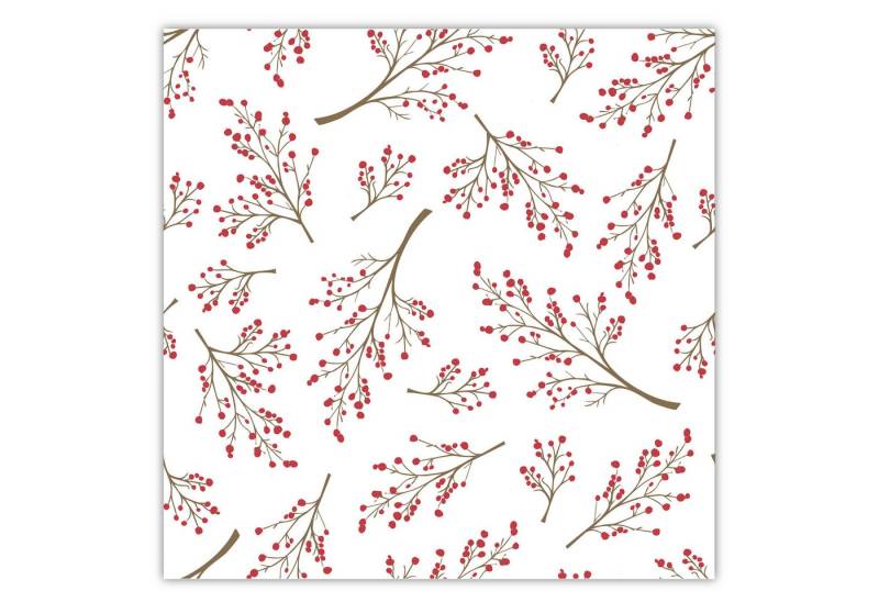 AVA Papierserviette, Servietten 33x33cm 3-lagig Winterbeeren Motiv 20 Stück Weiß / Rot von AVA