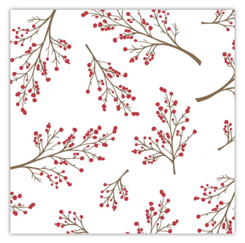AVA Papierserviette, Servietten stoffähnlich 40x40cm mit Winterbeeren Motiv Weiß / Rot AVA Papierserviette, Servietten stoffähnlich 40x40cm mit Winterbeeren Motiv Weiß / Rot von AVA