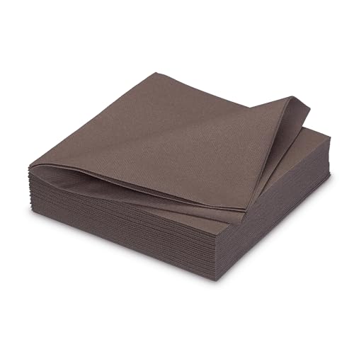 AVA Servietten stoffähnlich 40x40cm 25 Stück - Farbauswahl - Airlaid saugstark - Einweg Tischservietten zum Falten - Einfarbige Papierservietten für Hochzeit Geburtstag Gastronomie - Braun von AVA