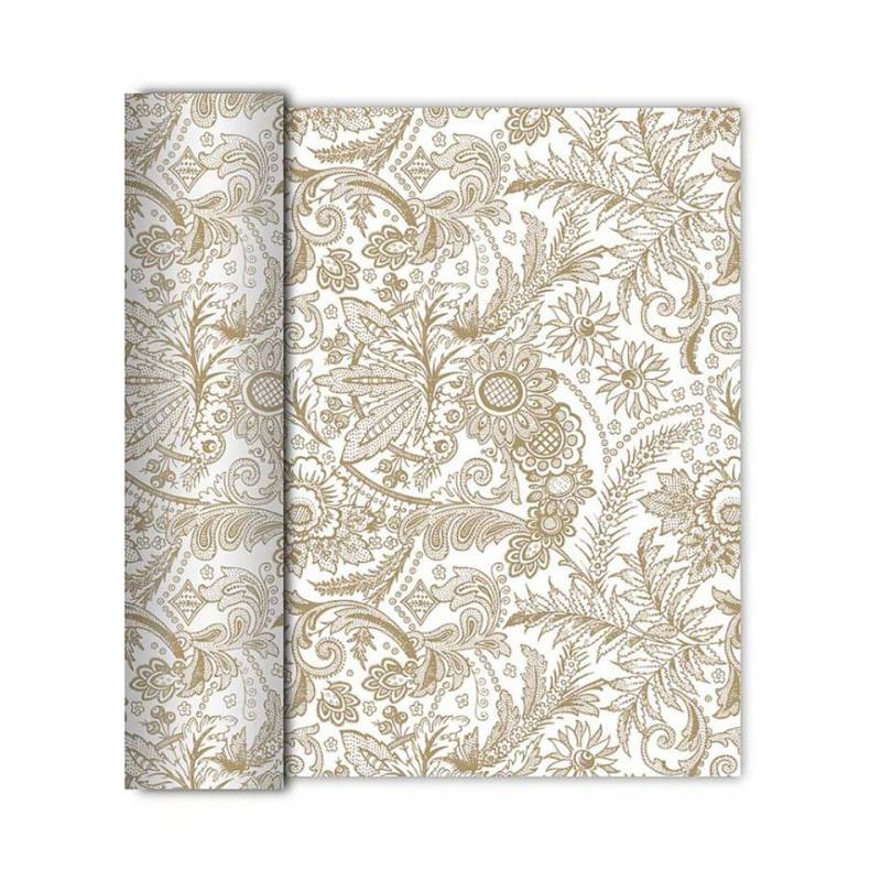 AVA Tischdecke, Tischläufer stoffähnlich 40cm x 6m Rolle Weiß Gold von AVA