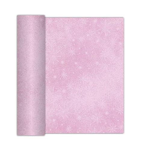 AVA Tischläufer Papier 40cm x 6m Rolle mit Sternen - Farbauswahl - stoffähnlich & saugstark - Einweg Tischdeckenrolle - Tischband für Weihnachten Silvester Hochzeit Gastronomie - Rosa von AVA
