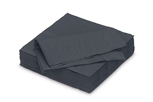 Servietten aus Papier 25x25cm 50 Stück - Farbauswahl in 25x25/33x33/40x40cm - Einweg Cocktailservietten 2-lagig - Einfarbige Papierservietten für Hochzeit, Geburtstag und Alltag - Schwarz von AVA