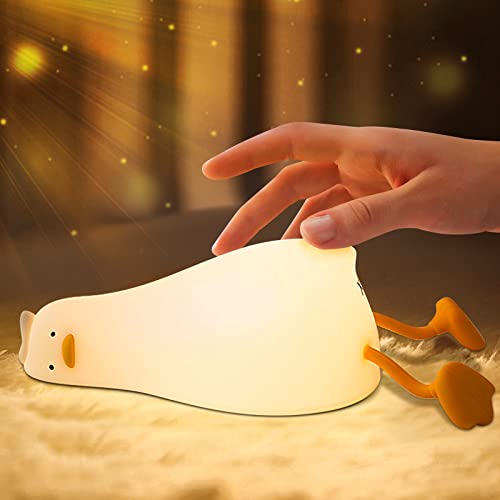 AVACOM LED Ente Nachtlicht Kinder - 3 Lichtmodi Silikon Duck Nachtlicht Baby Lampe mit 30 Minuten Timer und Touch Steuerung USB Aufladung Nachttischlampe 1200 mAh für Babyzimmer Deko Geschenke von AVACOM