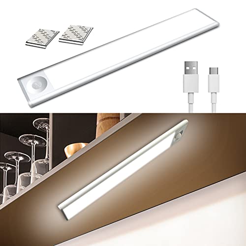 AVACOM Unterbauleuchte Küche 39 LEDs,Schrankbeleuchtung LED mit Bewegungsmelder,USB Aufladbar Dimmbar LED Lampe,1100 mAh Led Lichtleiste,6000K Weiß Bewegungssensor Licht Für Schrank,Kleiderschrank von AVACOM