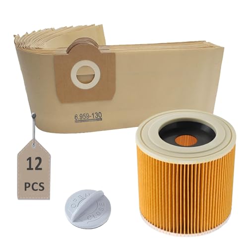 AVAENZO 12 Stück Staubsaugerbeutel 1 Stück Patronenfilter für Kärcher WD3 WD3 Premium MV3 SE 4001 SE 4002 WD3.200 Staubsauger, Ersatz für 6.959-130.0, 6.414-552.0 AVAENZO 12 Stück Staubsaugerbeutel 1 Stück Patronenfilter für Kärcher WD3 WD3 Premium MV3 SE 4001 SE 4002 WD3.200 Staubsauger, Ersatz für 6.959-130.0, 6.414-552.0 von AVAENZO