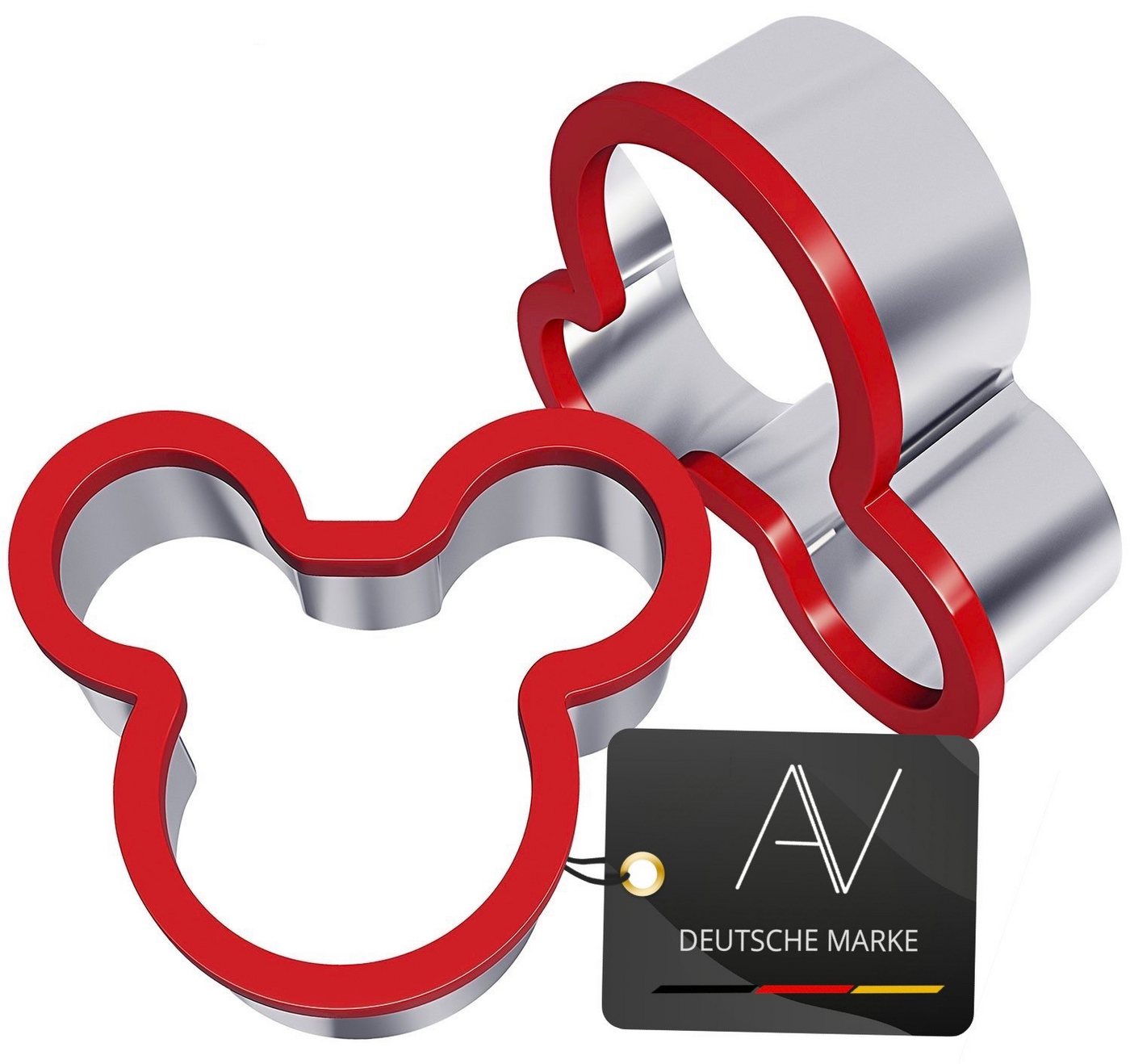 AVANA Ausstechform Edelstahl Sandwich Cutter Maus Dinosaurier Plätzchen Keks Ausstecher, (2er Set), komfortable Kunststoff Oberfläche von AVANA