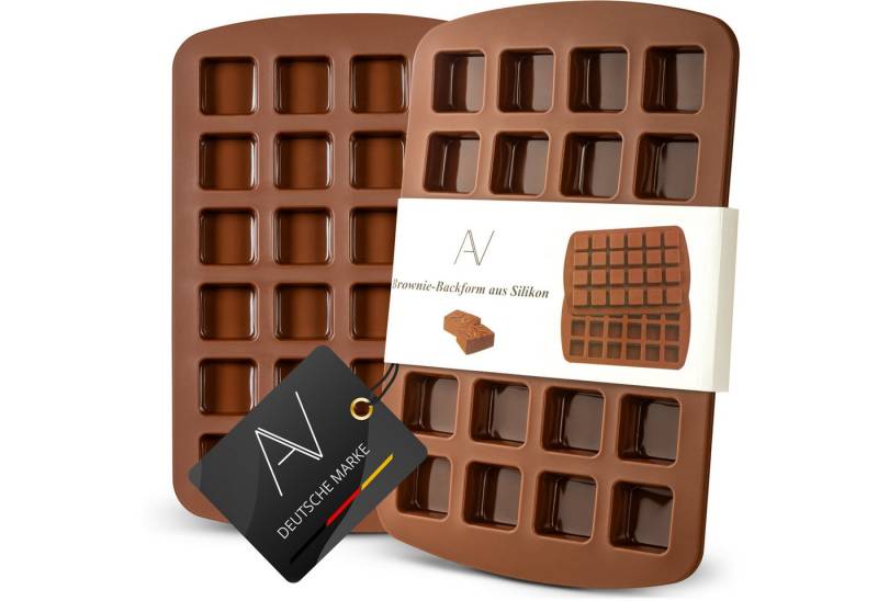 AVANA Backform Silikon Brownieform für 24 Brownies Backblech Kuchen Form Brownie, (2er Set), Antihaftbeschichtung, BPA-frei, Braun von AVANA