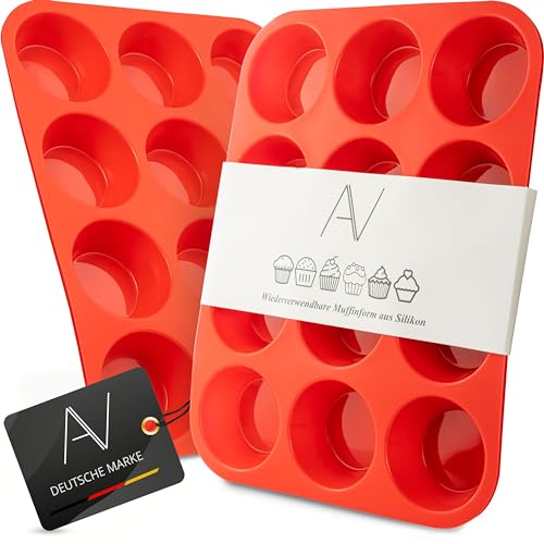 AVANA Muffinblech aus Silikon für 12 Muffins BPA-frei Antihaftbeschichtung Muffin Form Cupcake Backblech Muffinform Backform Muffinbackblech Rot AVANA Muffinblech aus Silikon für 12 Muffins BPA-frei Antihaftbeschichtung Muffin Form Cupcake Backblech Muffinform Backform Muffinbackblech Rot von AVANA