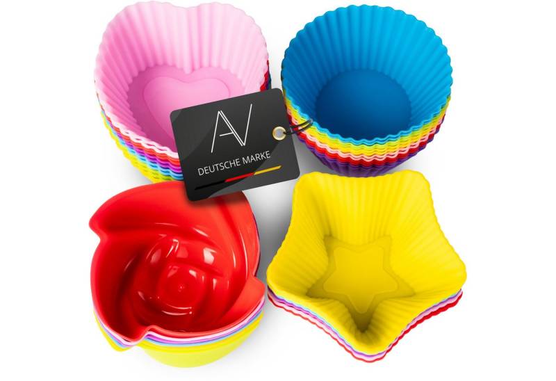 AVANA Muffinform Silikon Muffinförmchen wiederverwendbare Cupcake Backförmchen Muffin, (36-tlg), antihaftbeschichtet, umweltschonend, 8 Farben von AVANA