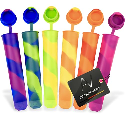 AVANA Wiederverwendbare Eisformen aus Silikon (6 Stück) Eis am Stiel Eiscreme Formen Ice Pop Maker Wassereis Eislutscher BPA Frei - Bunt von AVANA