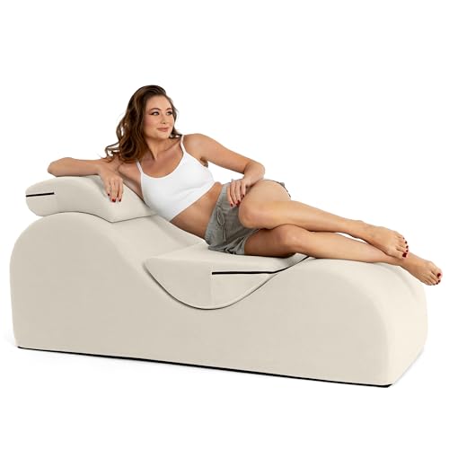 Avana Luvu Lounger - Eleganter Chaiselongue Sessel für Yoga, Bewegung, Dehnung, Massage und mehr - Hochdichter Schaumstoffkern, Beige von AVANA