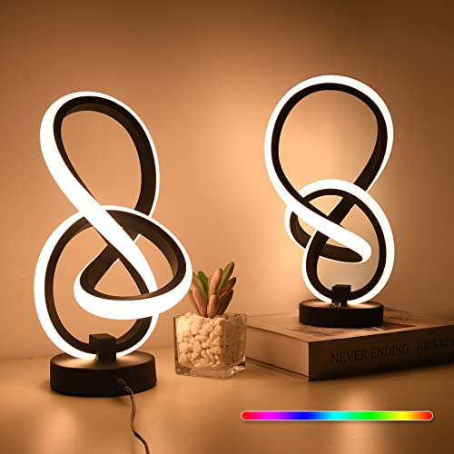 AVANLO 2er Set LED Nachttischlampe Touch Dimmbar, RGB & WarmweiÃŸ LED Tischlampe 10W Atmosphäre Nachtlicht Dimmbar Tischleuchte Touch Lampe für Schlafzimmer, Wohnzimmer, Kinder von AVANLO