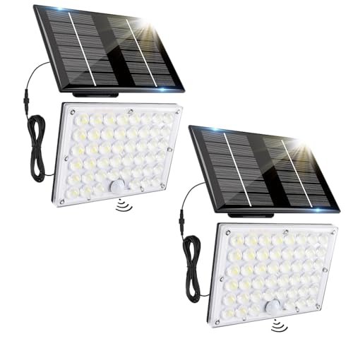 2 Stück Solarlampen für Außen mit Bewegungsmelder, 184LED 3 Modi Solar Außenlampe, IP65 Wasserdicht Solarleuchten mit 5M Kabel für Garage, Garten, Hof, Haustüren von AVANLO