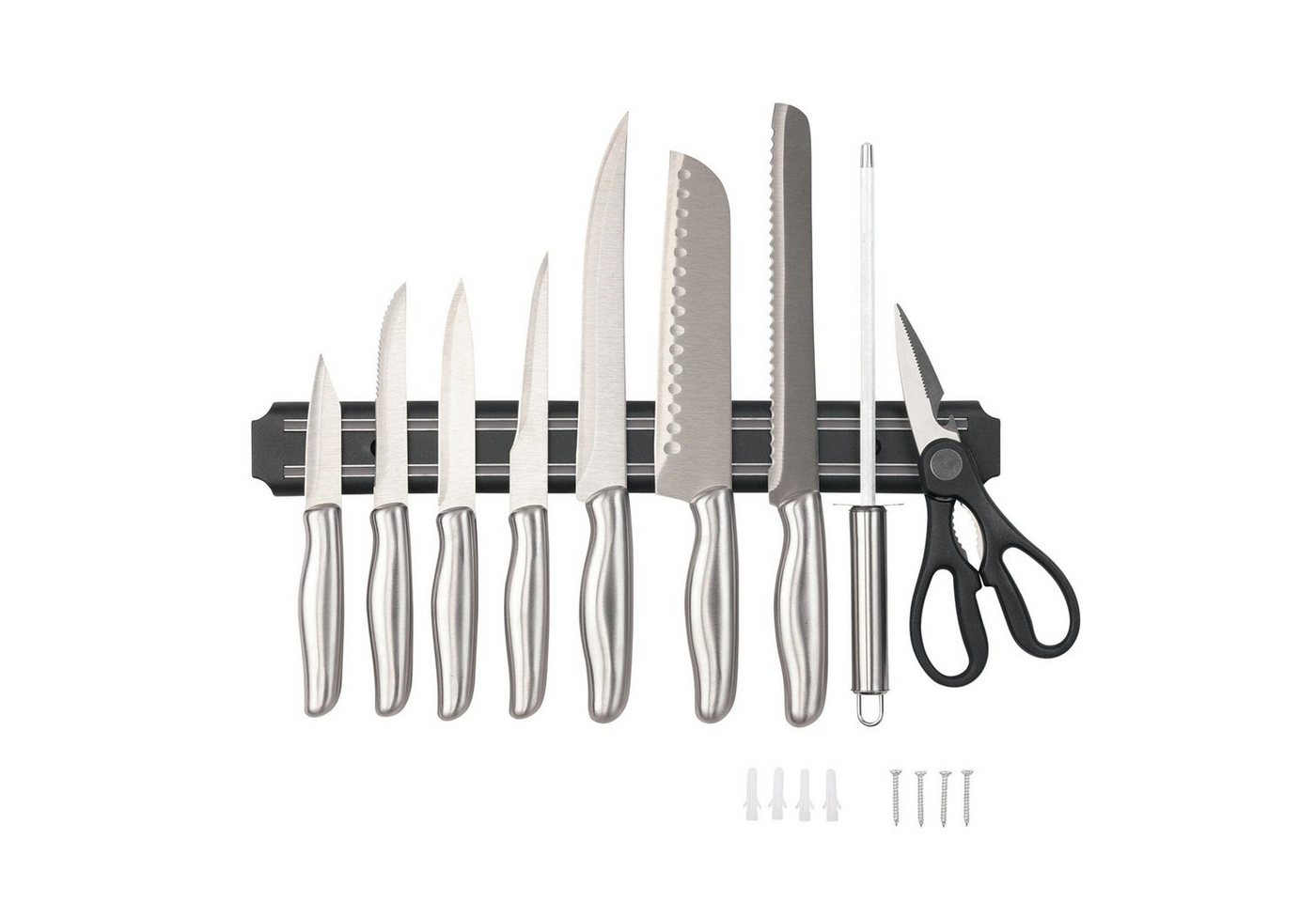AVANTEX Messer-Set (10-tlg), AVANTEX Messer-Set 10-teilig Schere Messer Schärfer Magnetleiste Küchenmesse von AVANTEX