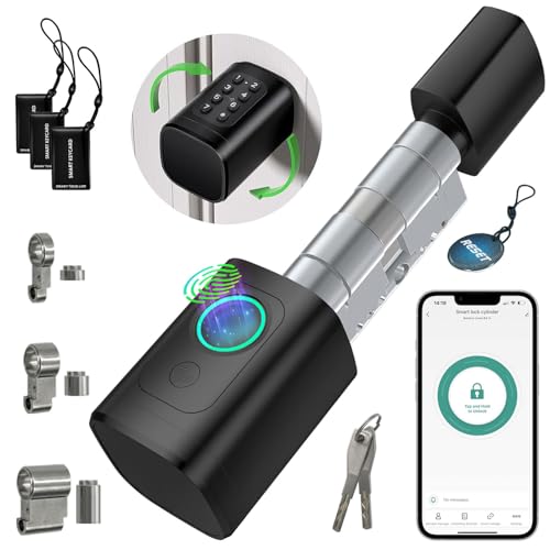 AVATTO Smart Türschloss mit Fingerabdruck und Passwort für 90-120mm Tür, Schließzilinder Länge ist einstellbar, mit Schlüssel, IC-Karte, Unterstützen Smart Life App Fernbedienung von AVATTO