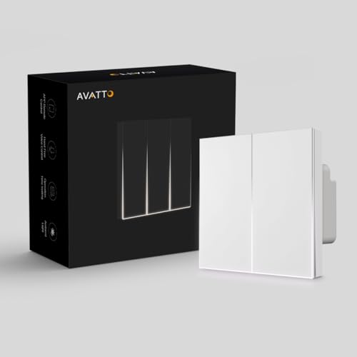 AVATTO Smart Lichtschalter WLAN Wandschalter Unterstützen Alexa, Google Home Sprachsteuerung und Smart Life App Fernbedienung【Nullleiter erforderlich, 2 Gang】 von AVATTO