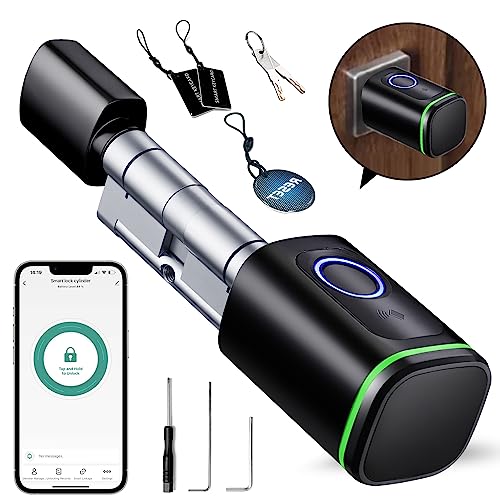 AVATTO Smart Türschloss mit Fingerabdruck, Elektronisches SchließZylinder 80mm (40/40) mit 2 Schlüssel, IC-Karte, Unterstützen Smart Life App Fernbedienung, Bluetooth Fingerabdruck Türschloss von AVATTO
