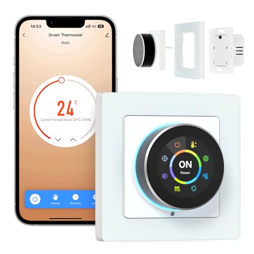 AVATTO Thermostat für Wasser Fußbodenheizung,55 x 55 Standard, Smart WiFi Thermostat Programmierbar Raumthermostat Unterstützen Alexa, Google Home Sprachsteuerung und Smart Life App Fernbedienung von AVATTO