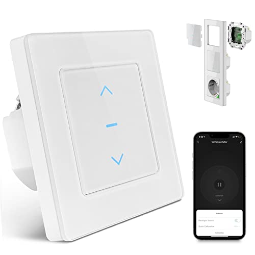 AVATTO Smart Wlan Rolladenschalter, System 55 Standard mit Glasfläche/Touch-Screen für Rolladensteuerun Jalousien Schalter Unterputz Roller Shutter Switch Kompatibel Smart Life, Alexa, Google Home von AVATTO