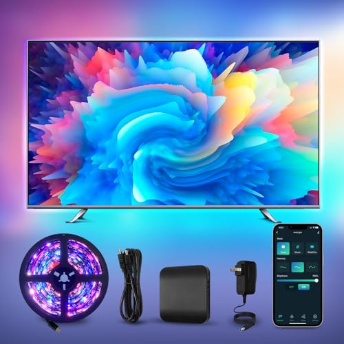 AVATTO TV Hintergrundbeleuchtung HDMI 2.0 Sync Box mit 3.8M RGBIC LED-Streifen für 55-65 Zoll Fernseher Unterstützen Alexa und Google Assistant Sprachsteuerung und Smart Life App Fernbedienung AVATTO TV Hintergrundbeleuchtung HDMI 2.0 Sync Box mit 3.8M RGBIC LED-Streifen für 55-65 Zoll Fernseher Unterstützen Alexa und Google Assistant Sprachsteuerung und Smart Life App Fernbedienung von AVATTO