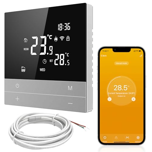 AVATTO Thermostat für Elektrische Fußbodenheizung Smart WiFi Thermostat Programmierbar Raumthermostat Kompatibel mit Alexa, Google Home Sprachsteuerung Und Smart Life App Fernbedienung 2.4GHz-WLAN von AVATTO