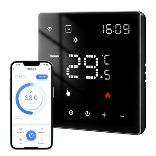 AVATTO Thermostat mit 2 Funktionen für Wasser-Fußbodenheizung Stellantrieb Und Gas Boiler Steuerung kompatibel mit Alexa, Google Home Sprachsteuerung Und Smart Life-App Fernbedienung 2.4GH-WLAN 3A von AVATTO
