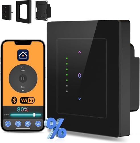 AVATTO WLAN Rollladenschalter mit Prozentfunktion, 55 x 55mm, Jalousieschalter, Smart Rolladensteuerung Kompatibel mit Alexa/Google Sprachsteuerung und Smart Life App Fernbedienung von AVATTO