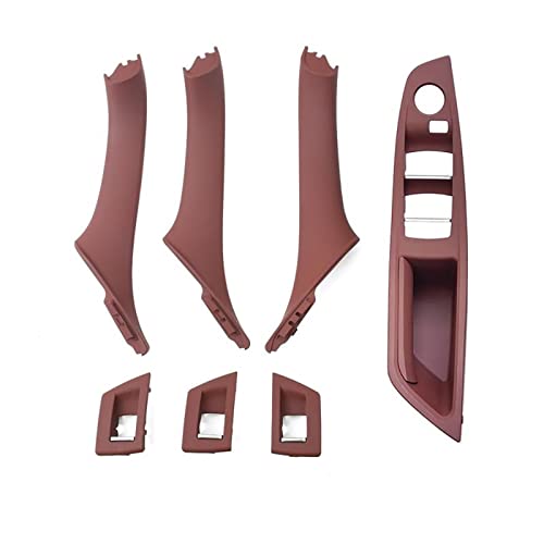 AVATUPRPTC RHD Rechtslenker Auto Innentür Fenster Schalterabdeckung Original Innentürgriff Verkleidung Passend for BMW F10 F11 F18 520 523 525 Innerer Türgriff(7pcs Set Red Brown) von AVATUPRPTC