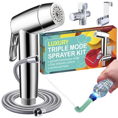 Bidet-Handbrause für Toilette, 3-Modus-Duschbrause: für Stoffwindeln, Zielstrahl/Sprühnebel, verstellbarer Premium-Schlauchaufsatz für muslimische Dusche, Shattaf | tragbares Bidet inklusive von AVAbay