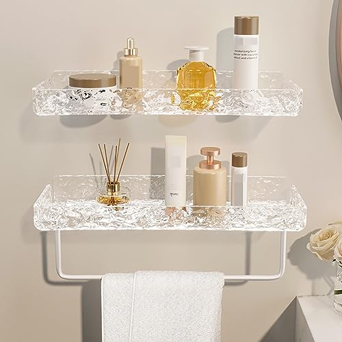 Duschablage Ohne Bohren 2 Stück, Dusch-Shampoo-Regal Mit Handtuchhalter Duschregal Duschkorb Dusche Aufbewahrung Badregal Shampoo Halterung Für Schlafzimmer Wohnzimmer Und Küche Badezimmer Organizer ( von AVCULT