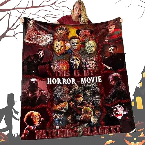 Halloween Blanket, 2024 Best This Is My Horror Movie Watching Blanket, Ultra Soft Flannel Fleece Blanket, Warm Soft Easy Care, Halloween Holiday Party Decor, Great for Movie Fans von AVCULT