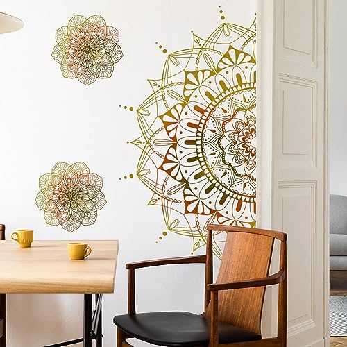 Mandala Wandaufkleber, Boho Wandtattoo Goldenes Mandala Wandbild Dekorationskunst Für Zuhause Schlafzimmer Flur Yoga von AVCULT