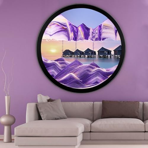 Sandbilder Zum Drehen, 3D Kreative Tiefsee-Sandlandschaft Wohnzimmer Dekoration,360° Drehbar, Dynamisch 3D Natrliche Landschaft Bewegtes Sandbild, Wand Deko Wohnzimmer Schlafzimmer ( Color : I , Size von AVCULT