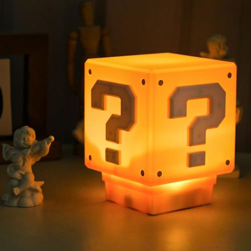 AVCXEC 3D Icon Light Night Lights, Quadratisches Ziegel Nachtlicht, Fragezeichen Nachttischlampe mit Soundtrack, USB Aufladbare Nachtlampe, Kinder Spielzeug Nacht Lamp für Schlafzimmer von AVCXEC