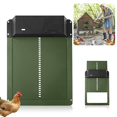 AVCXEC Hühnerklappe Türöffner, Automatische Hühnerklappe, Elektrische Hühnerklappe, Türöffner Hühnerstall, Automatisch Hühnertür mit Lichtsensor, für Sichere Hühneraufzucht, Grün von AVCXEC