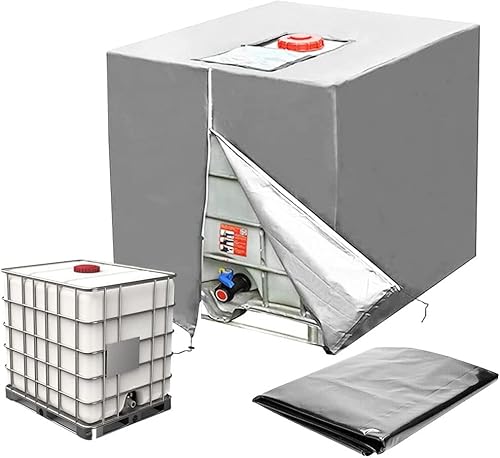 AVCXEC IBC Tank Abdeckung 1000L, Wassertank Abdeckplane, Schutzhülle für Wassertank mit Reißverschluss, 120x100x116cm IBC Container Cover Geeignet für IBC-Tank Behälter Regenwassertank, Silber von AVCXEC