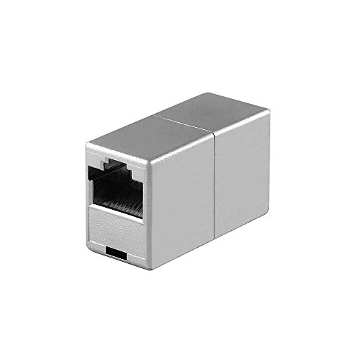 BestPlug DSL LAN Adapter, RJ45-Buchse Kupplung weiblich auf RJ45-Buchse Kupplung weiblich, CAT.5e, extra schmal, Silber von BestPlug